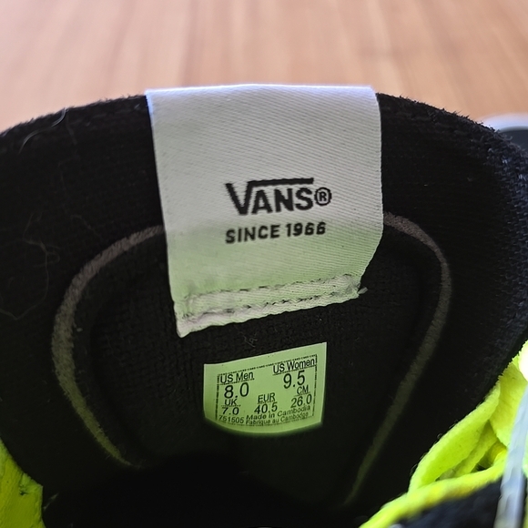 Vans High-Top Sneakers - Black and Neon Green - Picture 3 of 9